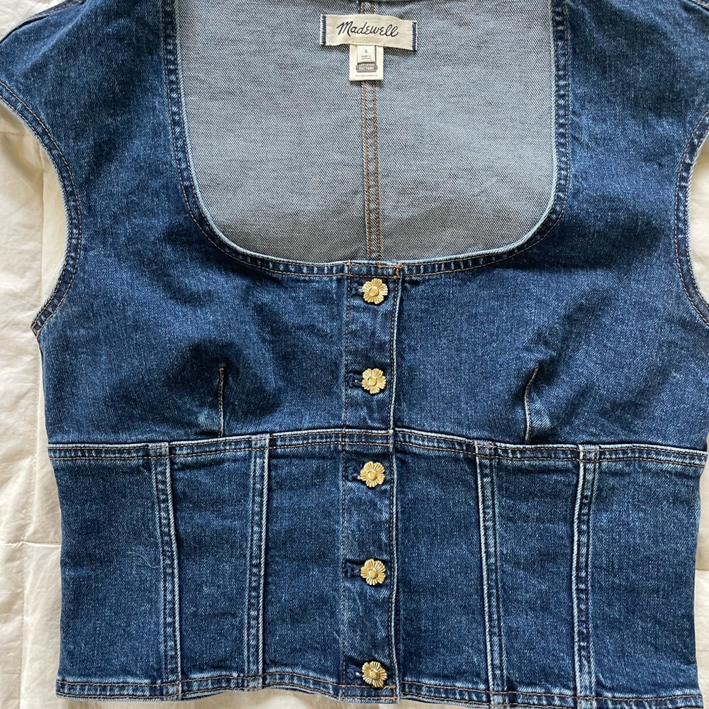 Madewell Denim Darted Crop Top